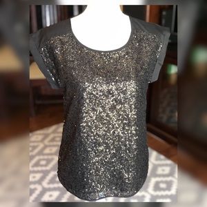 Gold & Black Sequined Cap Sleeve Express Top